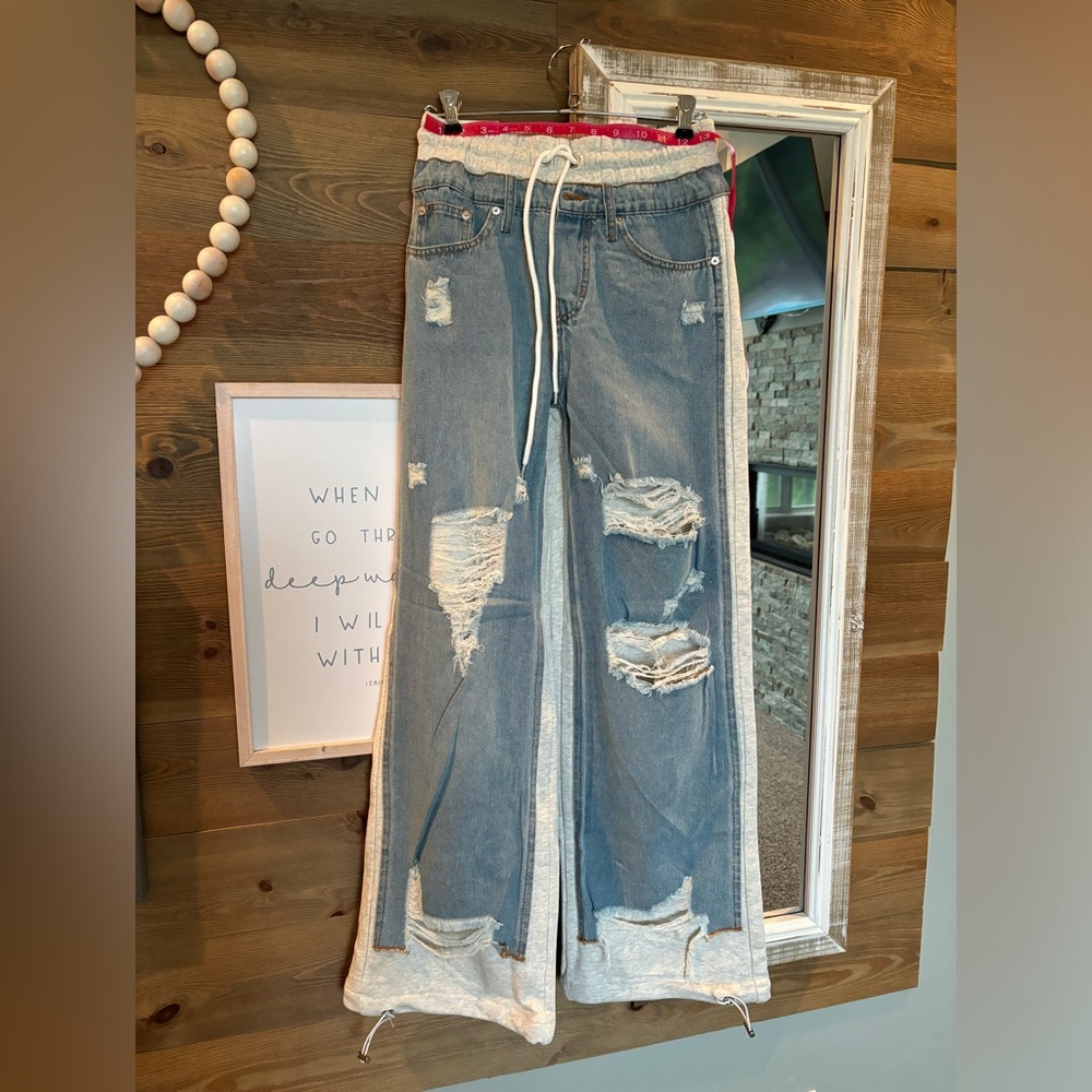 NWT La Bijou Mixed Material Jeans large